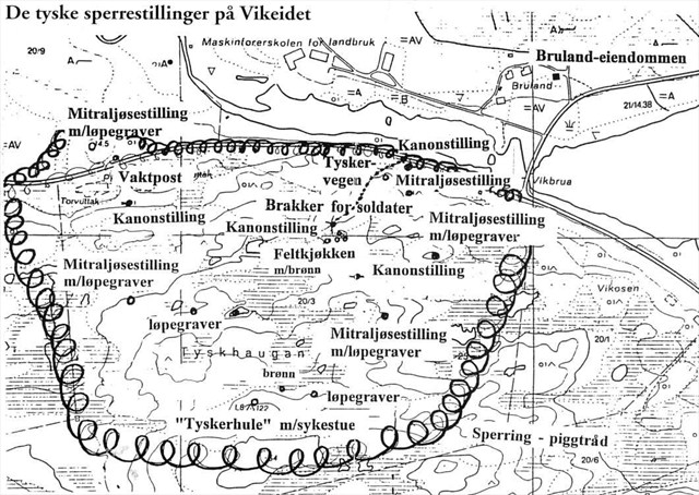 De tyske sperrestillinger på Vikeidet