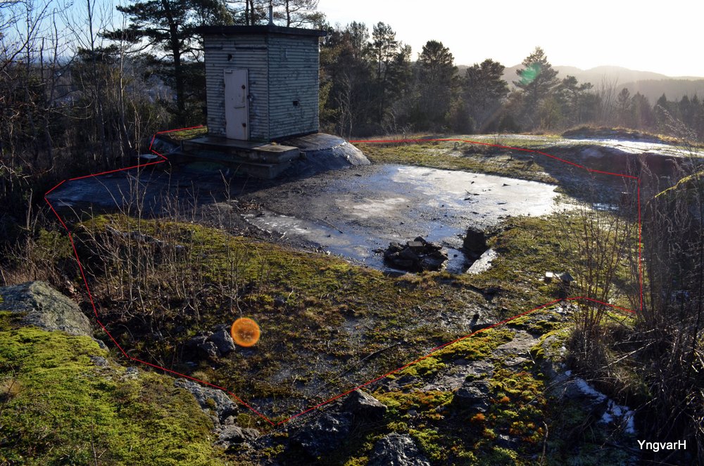 Omrisse av bunkerens topp