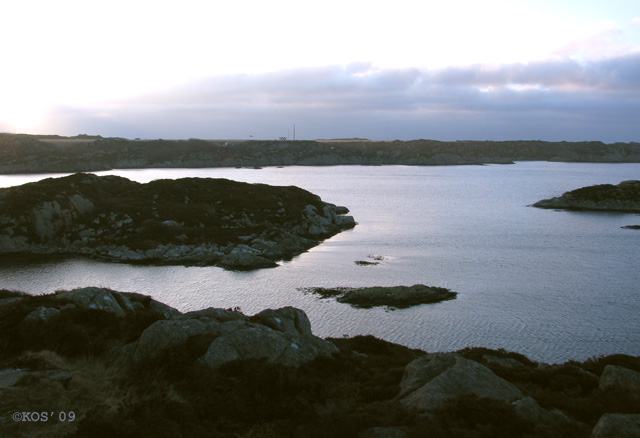 Litt tydeligere, skuddområde mot Visnesbukta og Helganes.