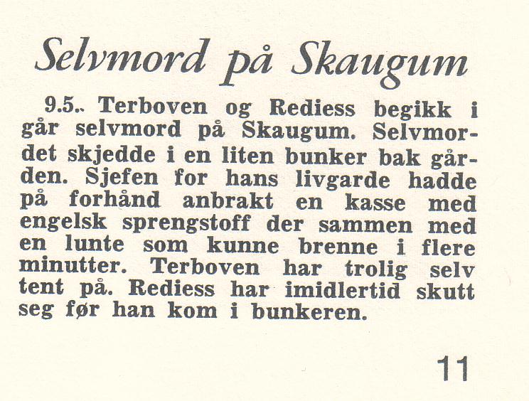 Selvmord i bunker på Skaugum.