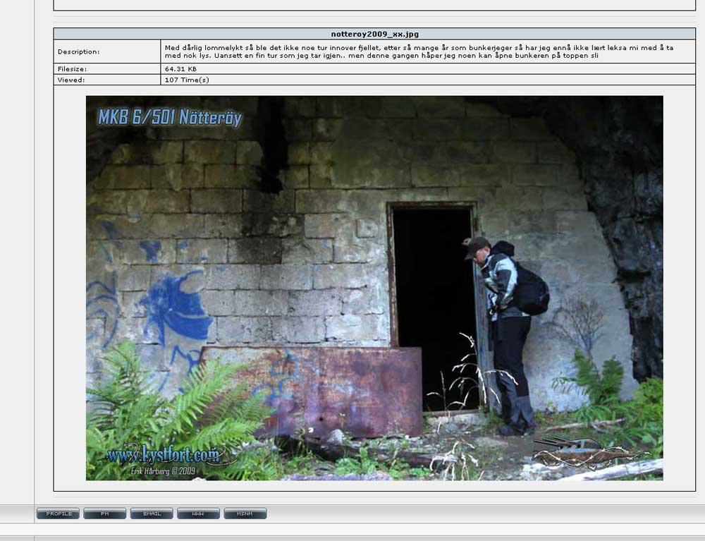 dårlig lys utstyr gjorde det umulig å gå inn i en av tunnelene på Nøtterøy