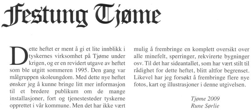 Forord til &amp;quot;Festung Tjøme&amp;quot; (2009-utg.)