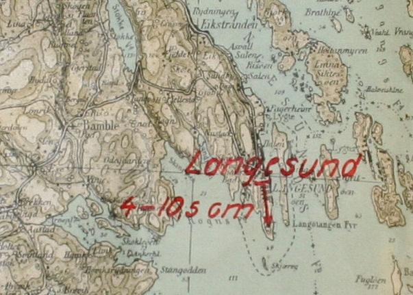 Norsk kart fra 1946 som viser plasseringen av batteriet.