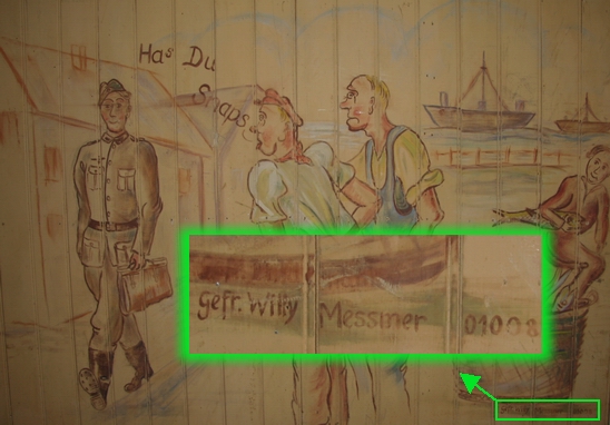 Veggmaleri fra Gimlemoen som nå henger på Vara. FP nummer 01008 av &amp;quot;Gefreiter Willy Messmer&amp;quot;