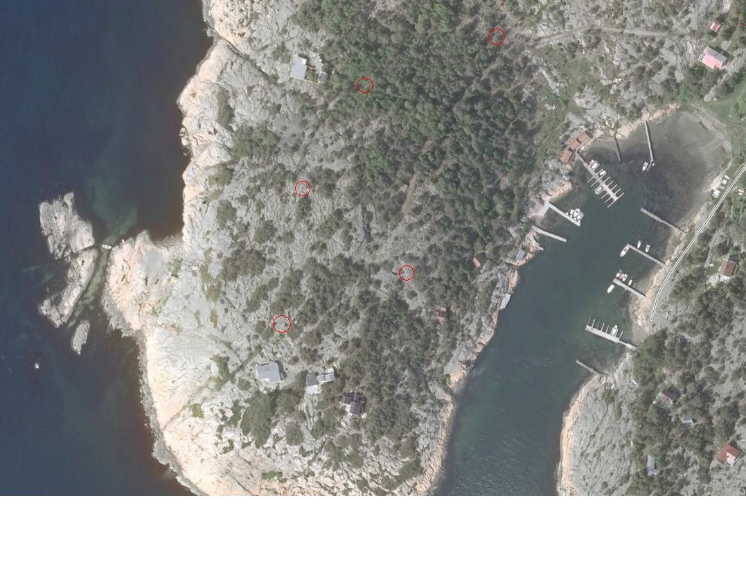 Nærforsvarsbunkerne ganske nøyaktig plassert.