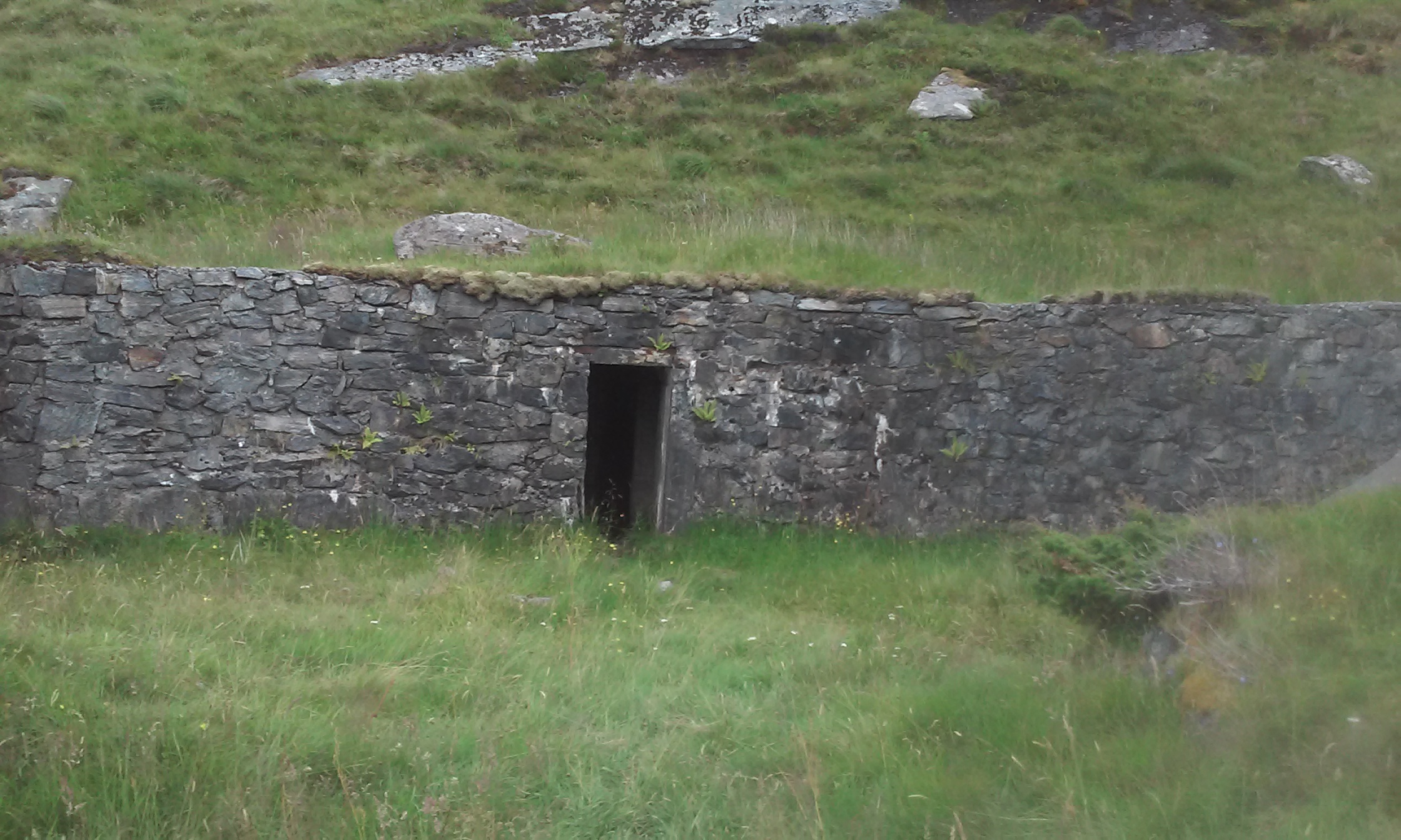 Lyskasterstilling? Løpegraven fra kommandobunker kommer inn i stilling på venstre side og fortsetter ut igjen på høyre gjennom en liten ammobunker mot det jeg kaller MG stilling i vest.