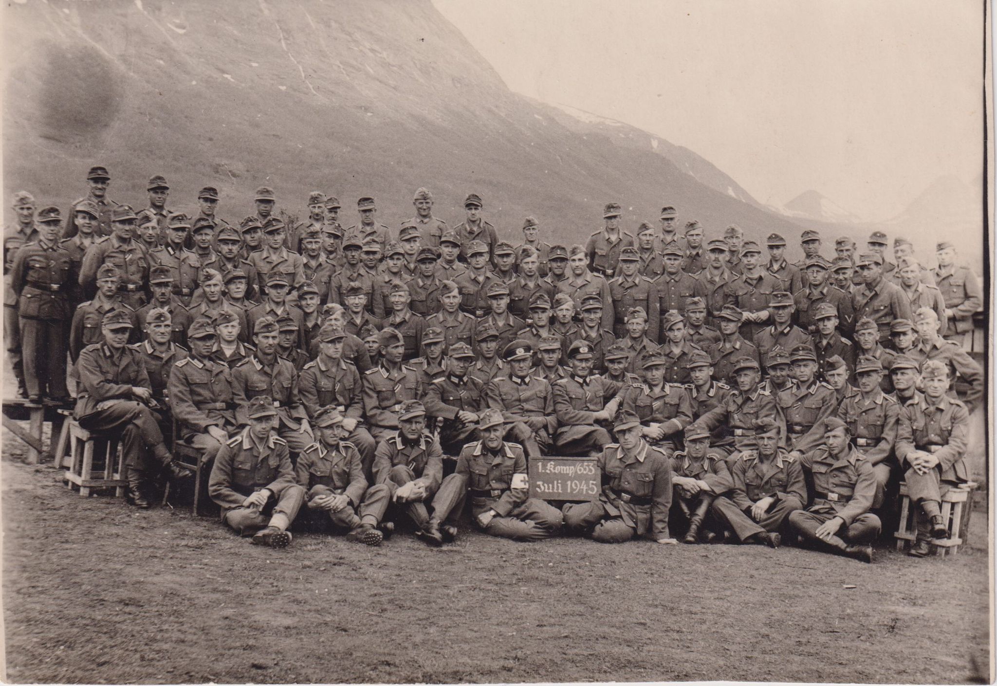 1. kompani av Festungs Infanterie Bataillion 653, 1945<br />Fotokilde Simon Orchard