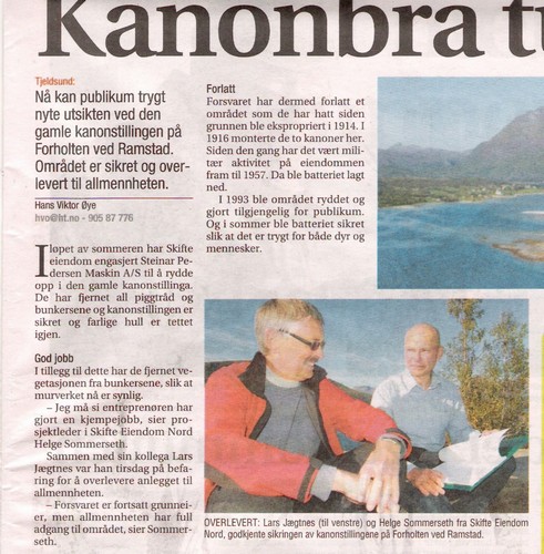 Utklipp &amp;quot;Harstad Tidende&amp;quot; onsdag 10. sept.