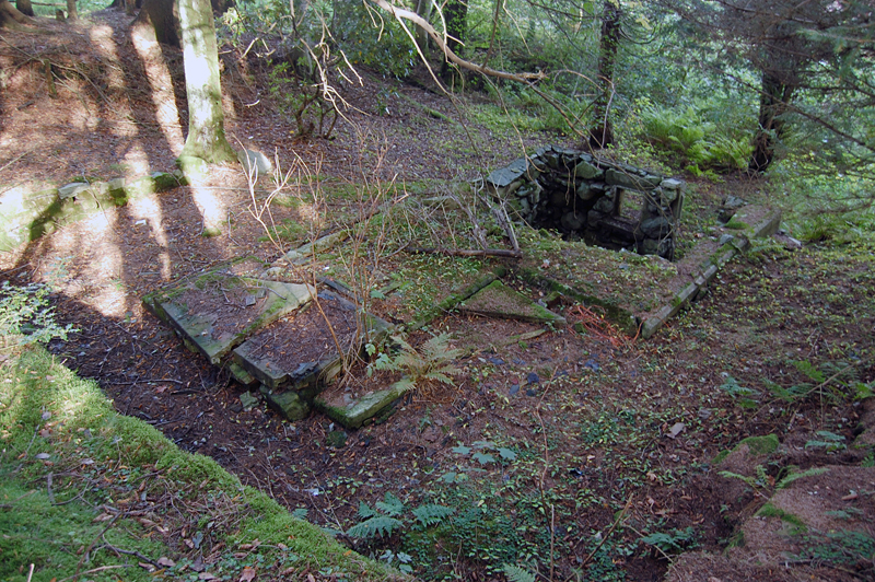 Hytteruin og ikke bunker dessverre. Men en fin hytteruin i det minste. Meget forseggjorte natursteinsmurer på alle kanter... Dessverre ikke fra Tyske hender i dette tilfellet...