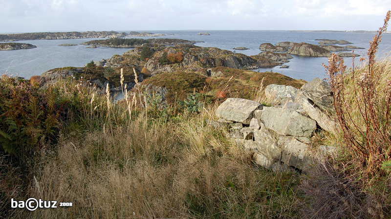 Utsikten fra den midterste stillingen mot vest. Mg-bunkeren i bakgrunnen ca. midt i bildet.