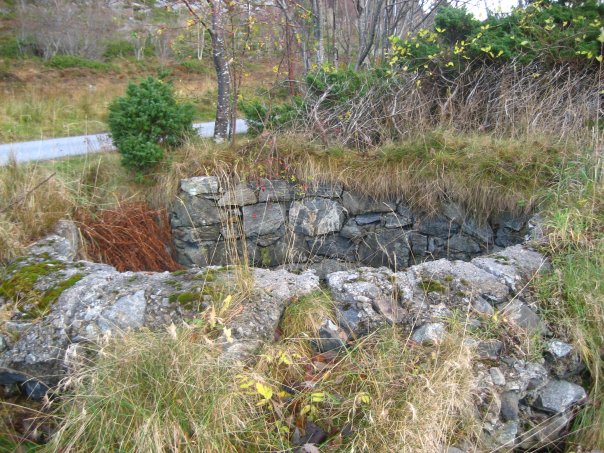 Ved innkjøringen fra Sævollen på Hessa, inn til batteriet, så ligger denne MG stillingen. Stort sett intakt.